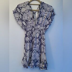 Spiaggia Dolce Snakeskin Print Elasticized Middle With Ruffle Trim, Sz. XS